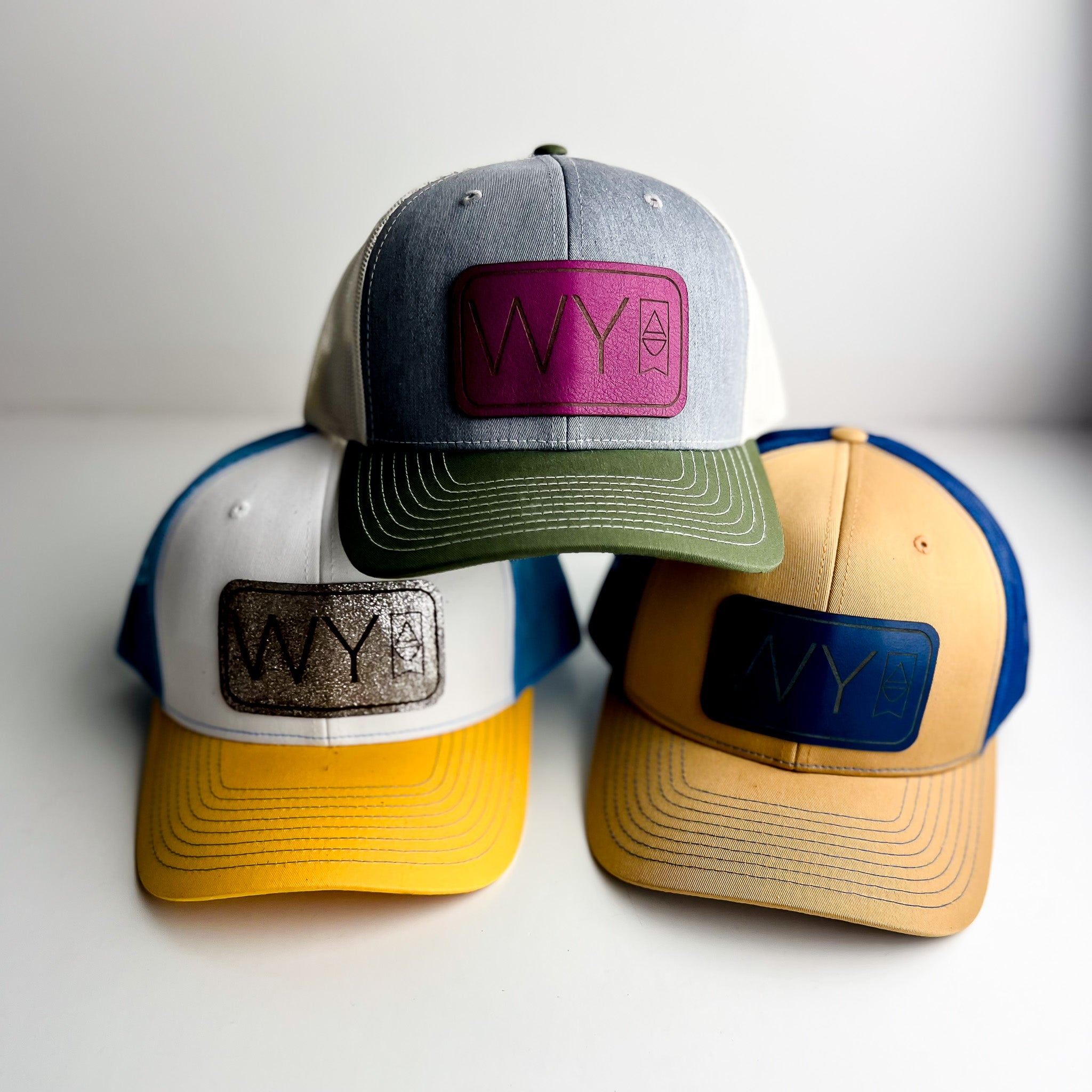 WY Trucker Hat | Gray + Olive + Magenta