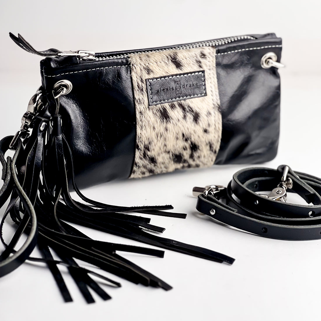 Rodeo Collection | Belt Bag Clutch + Crossbody | Black + Hair-on-Hide