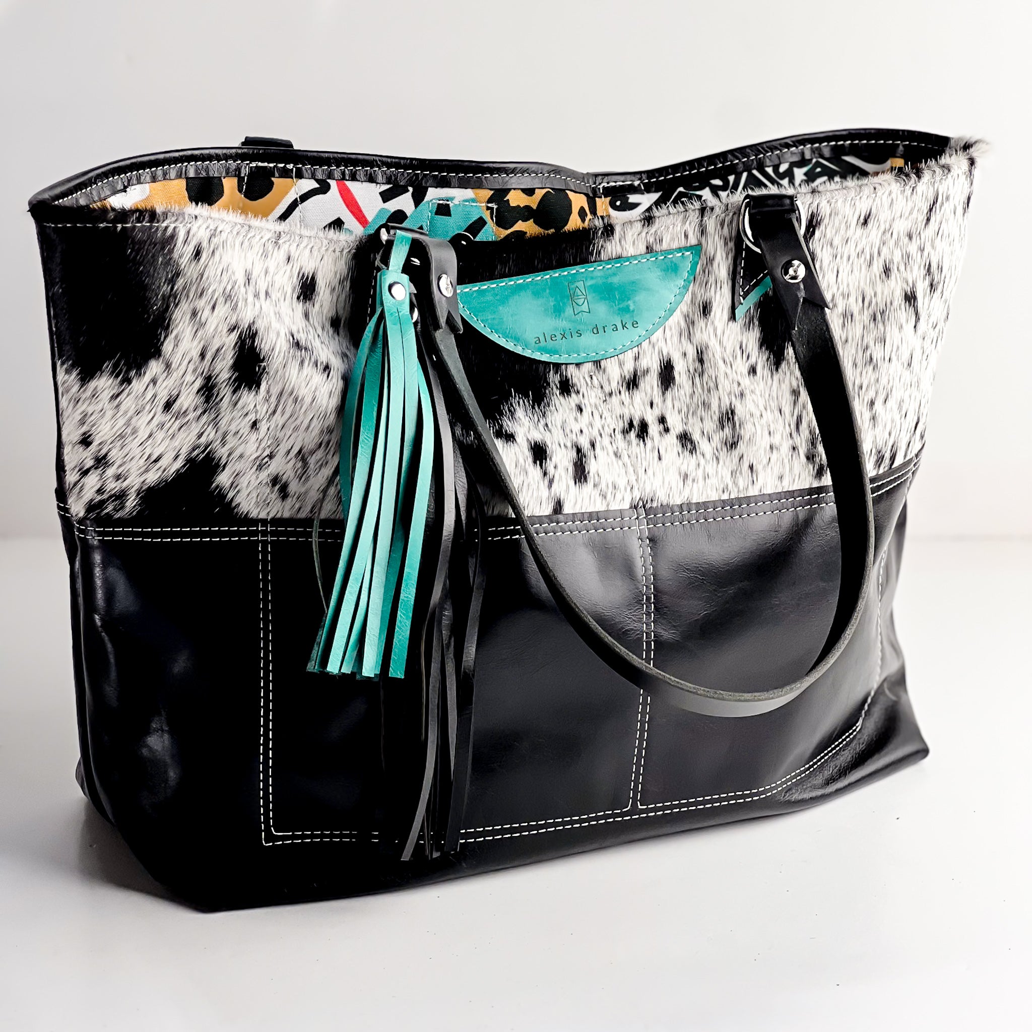 Rodeo Collection | Charlotte Shoulder Tote | Black + Hair-on-Hide