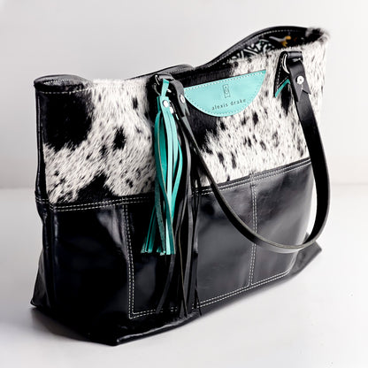 Rodeo Collection | Charlotte Shoulder Tote | Black + Hair-on-Hide