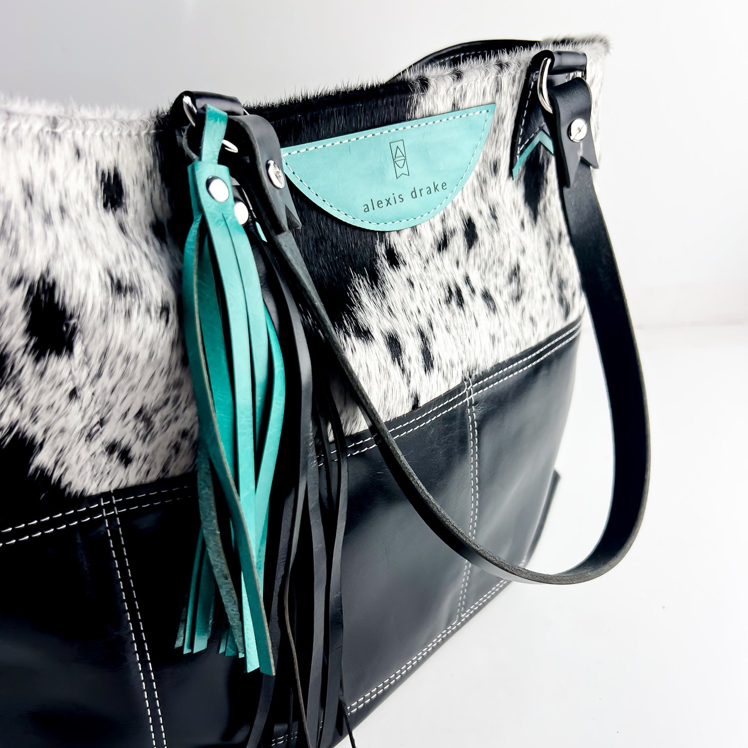 Rodeo Collection | Charlotte Shoulder Tote | Black + Hair-on-Hide