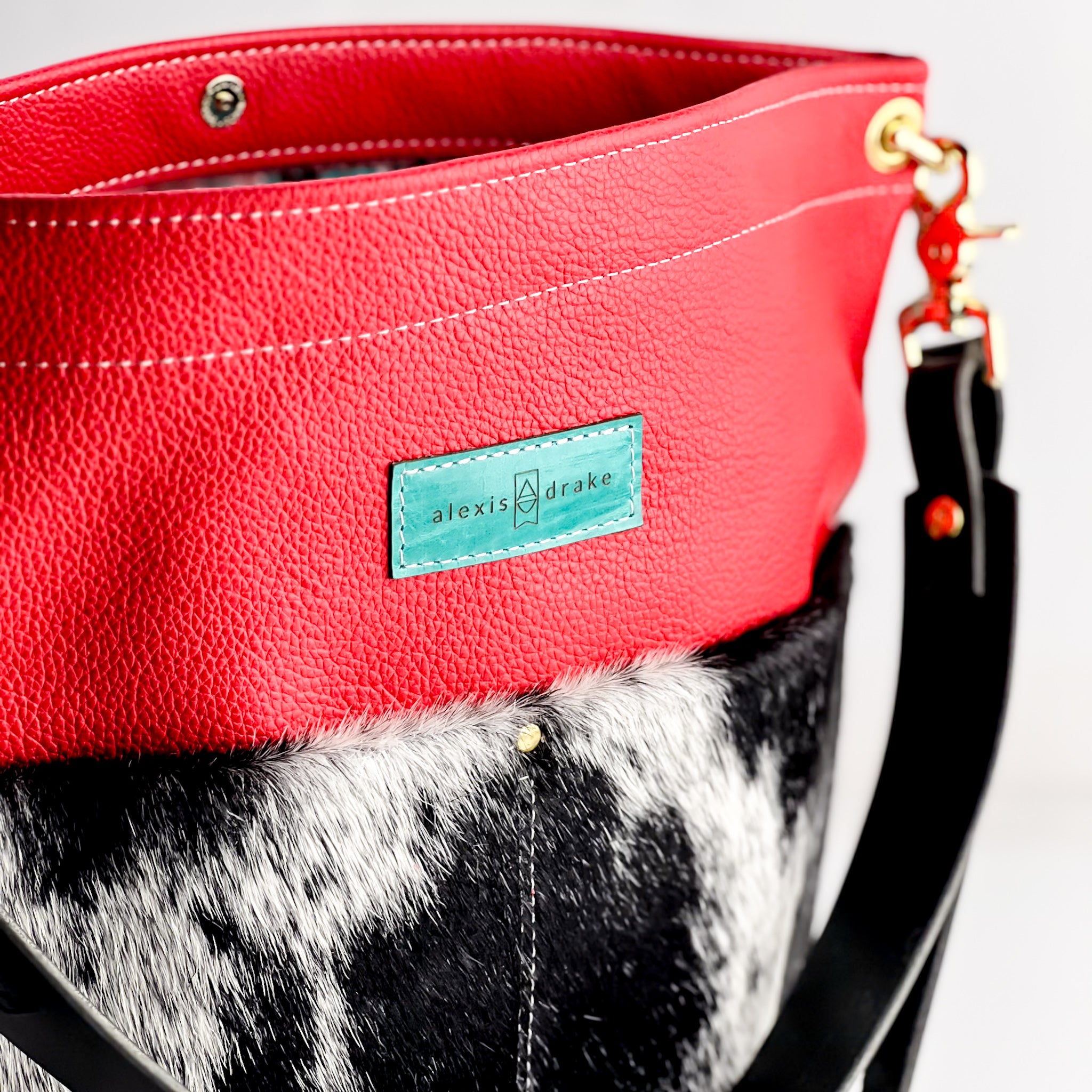 Rodeo Collection | Train Shoulder Tote + Crossbody | Hair-on-Hide + Scarlet