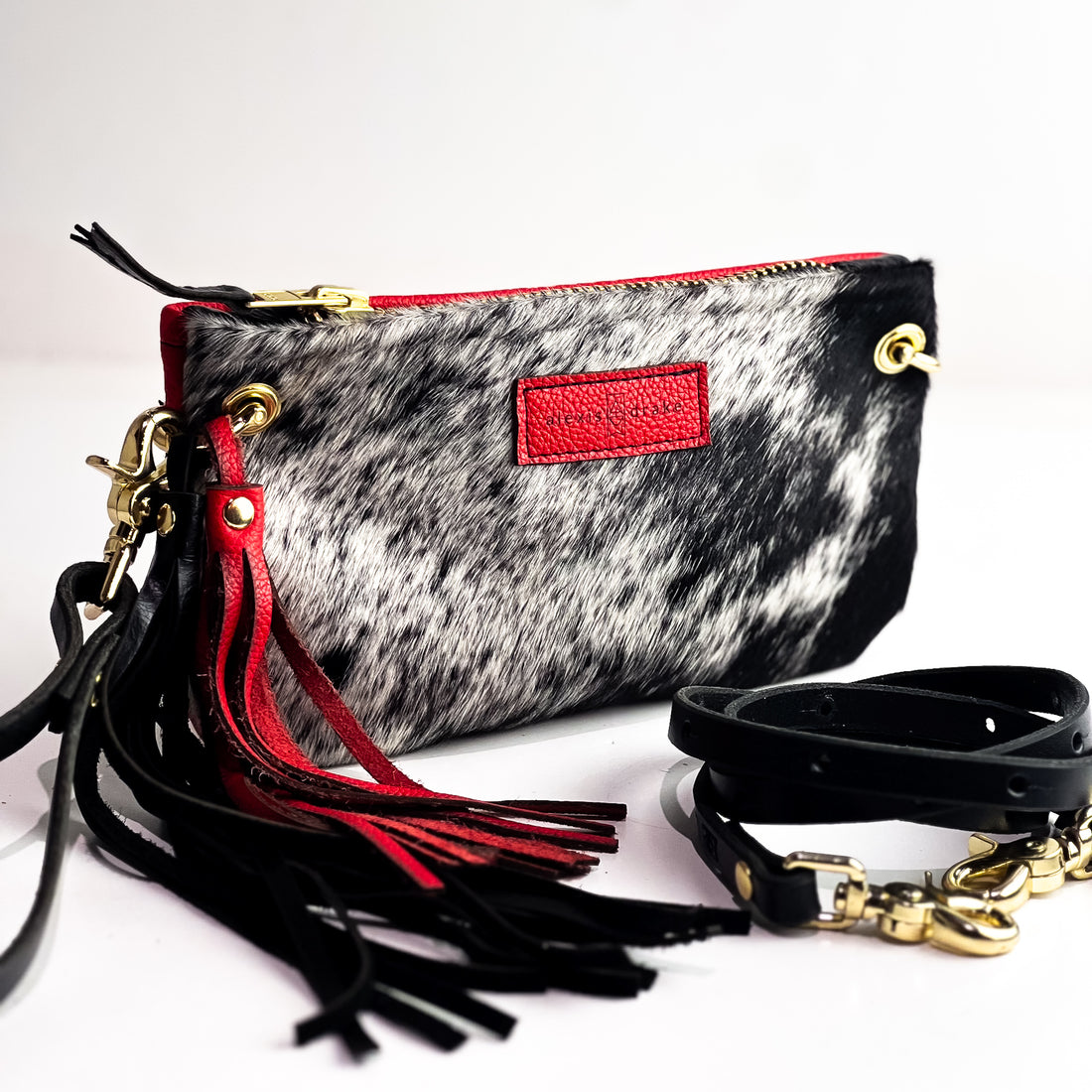 Rodeo Collection | Belt Bag Clutch + Crossbody | Scarlet + Hair-on-Hide