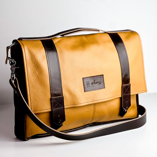 XO Collection | Tyler Brief Messenger Bag | Rocky + Matte Gold