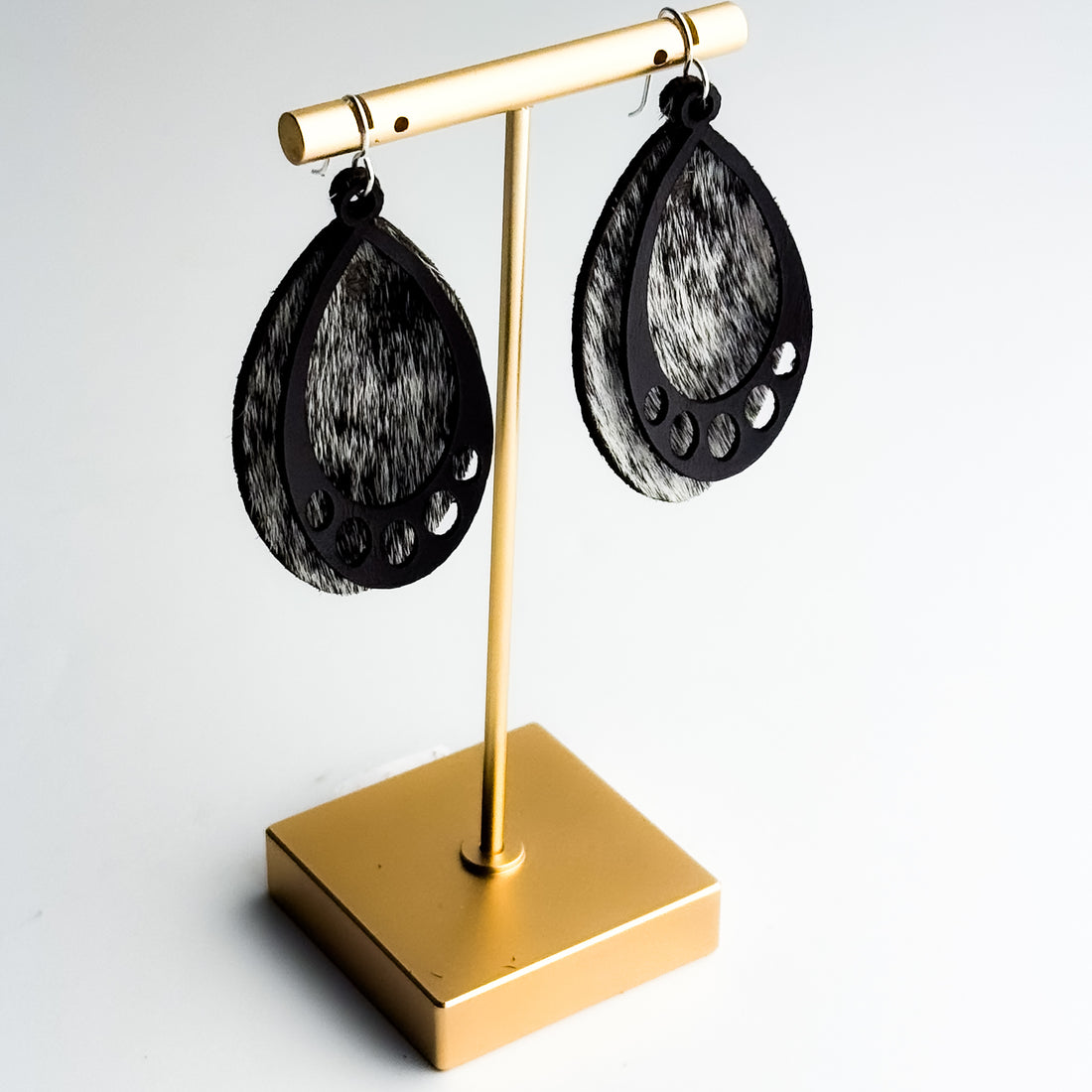 Jewelry | Oval Leather Earrings | Rocky + Hair-on-Hide