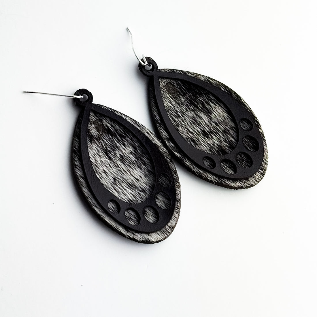 Jewelry | Oval Leather Earrings | Rocky + Hair-on-Hide