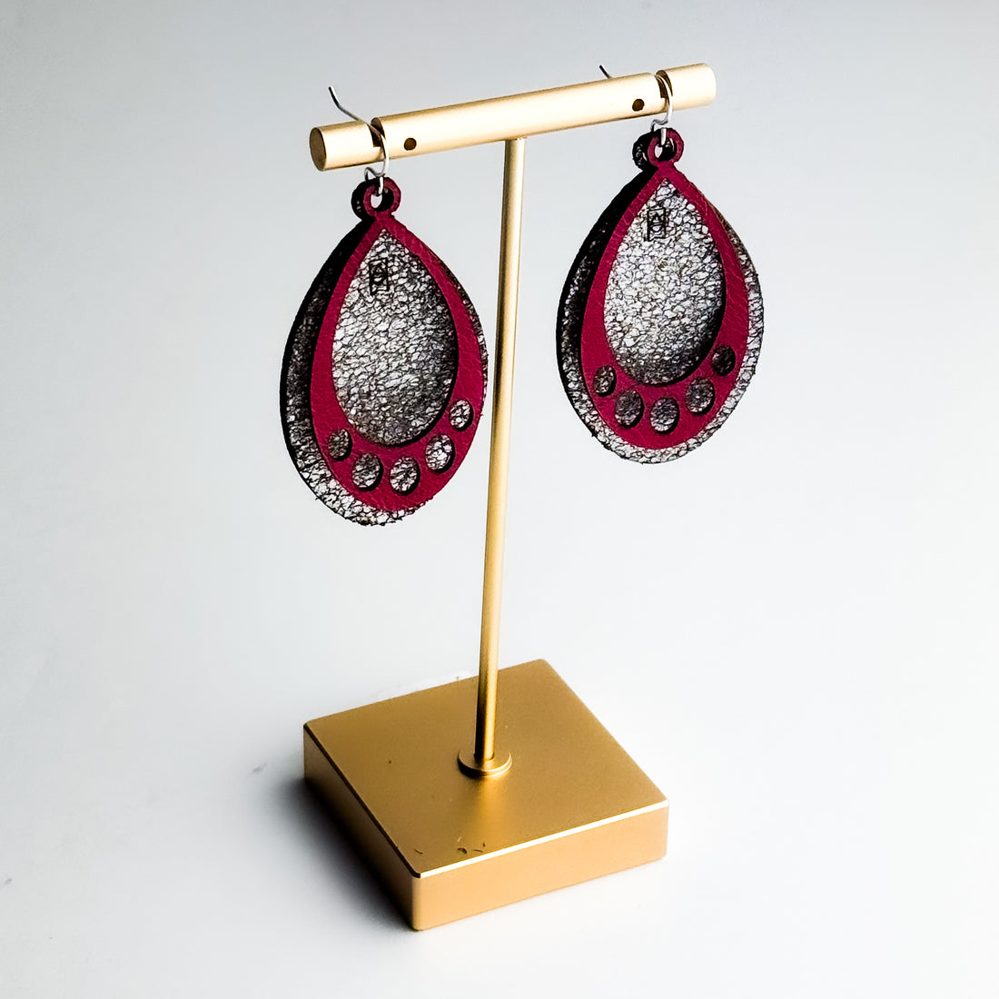 Jewelry | Oval Leather Earrings | Sparkle + Pink