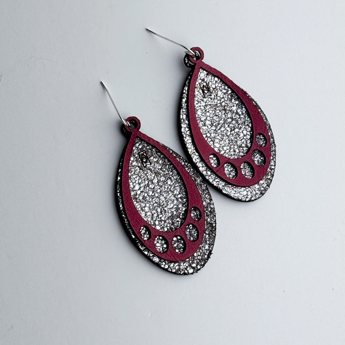 Jewelry | Oval Leather Earrings | Sparkle + Pink
