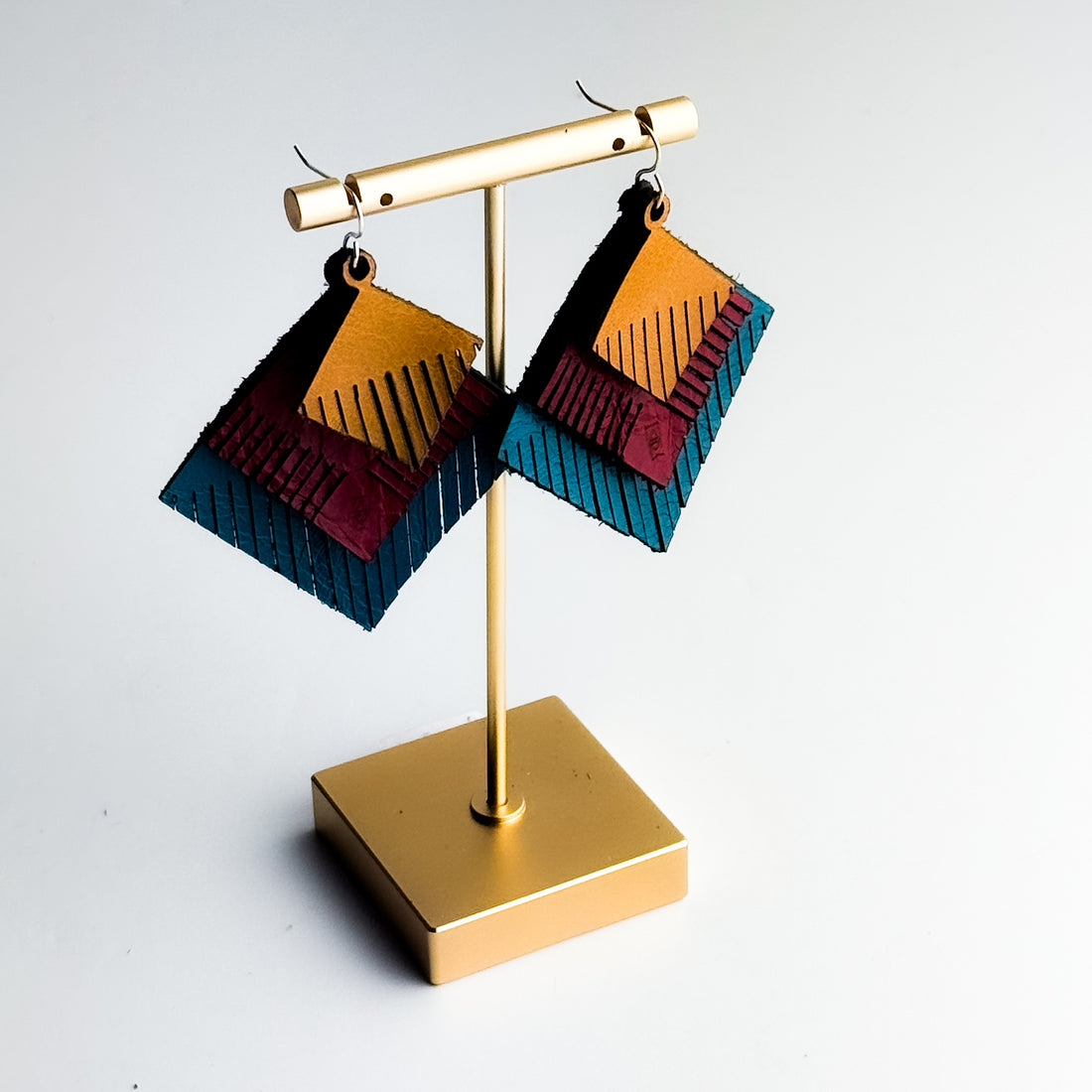 Jewelry | Diamond Fringe Leather Earrings | Turquoise + Ruby + Butter
