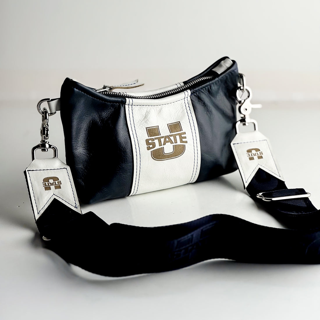 Utah State University Collection | Penelope Crossbody | Navy + White