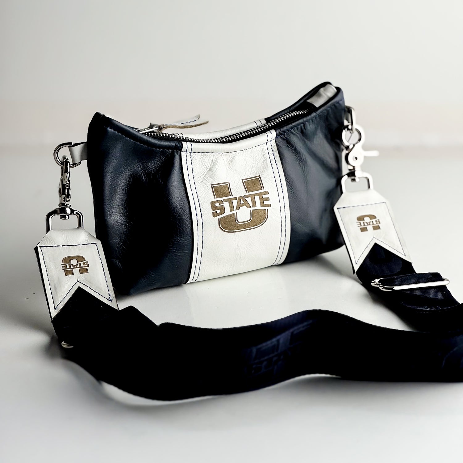 Utah State University Collection | Penelope Crossbody | Navy + White