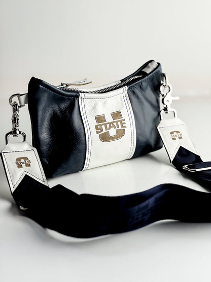 Utah State University Collection | Penelope Crossbody | Navy + White