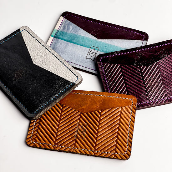 Fall Collection | Card Holder | Plum + Plaid Leather