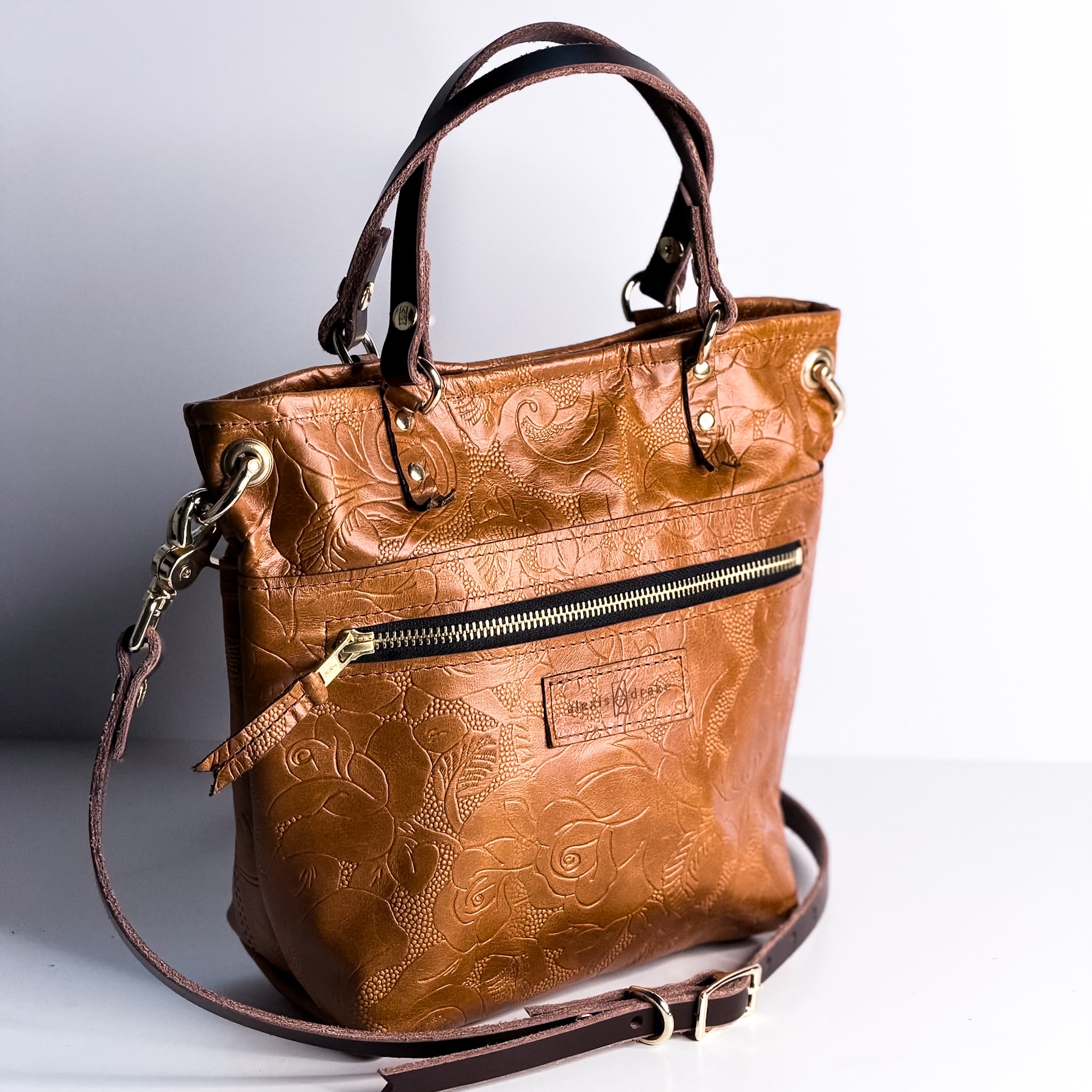 Vintage Cowgirl Collection | Amika Satchel + Crossbody | Golden Rose Embossed