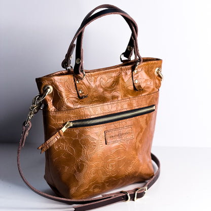 Vintage Cowgirl Collection | Amika Satchel + Crossbody | Golden Rose Embossed