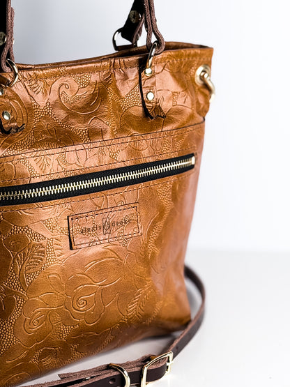 Vintage Cowgirl Collection | Amika Satchel + Crossbody | Golden Rose Embossed