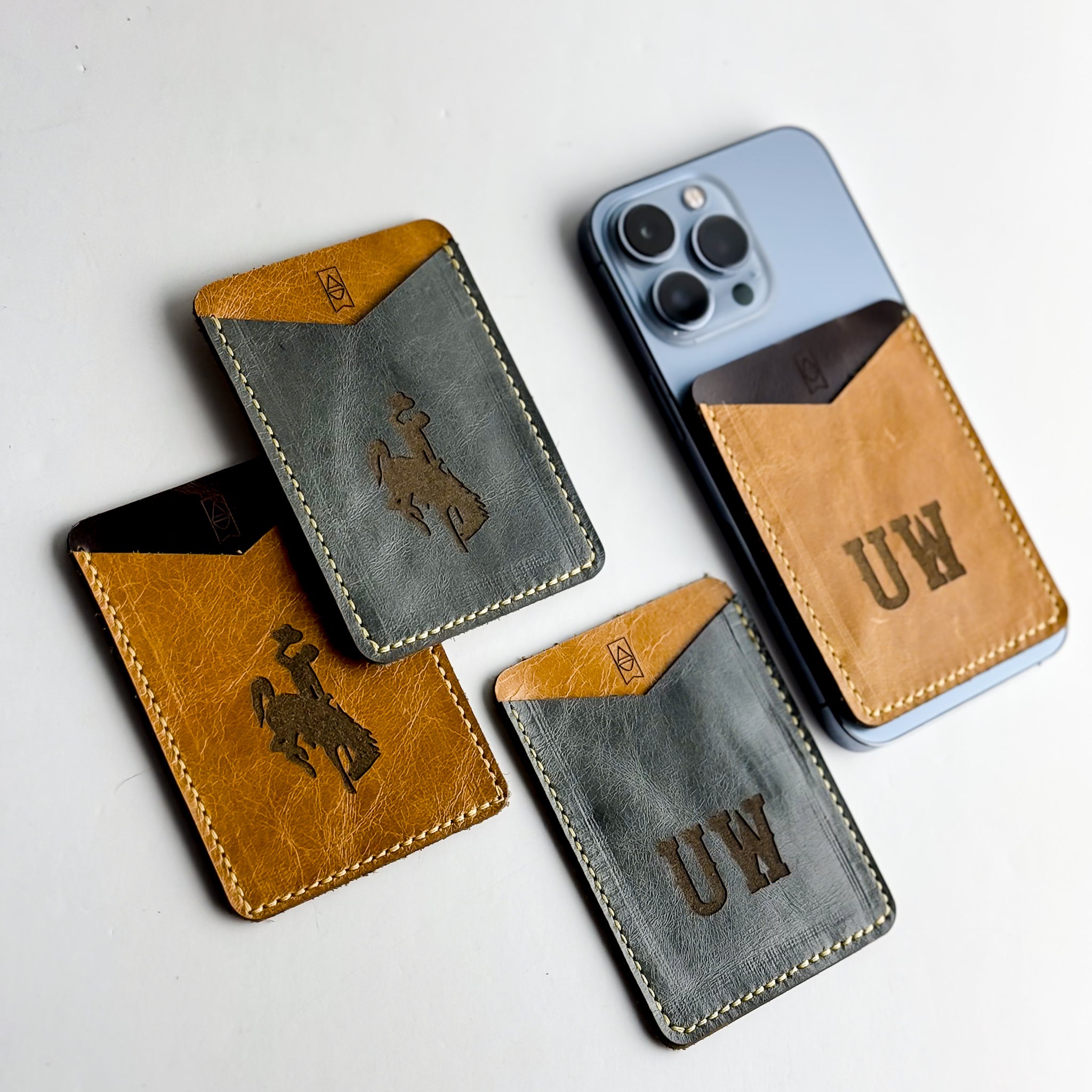 Steamboat Collection | Cellphone Card Holders | Grey + Butter