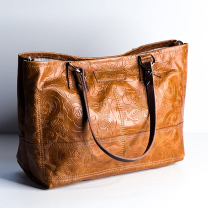 Vintage Cowgirl Collection | Nellie Satchel + Crossbody | Golden Rose Embossed + Denim