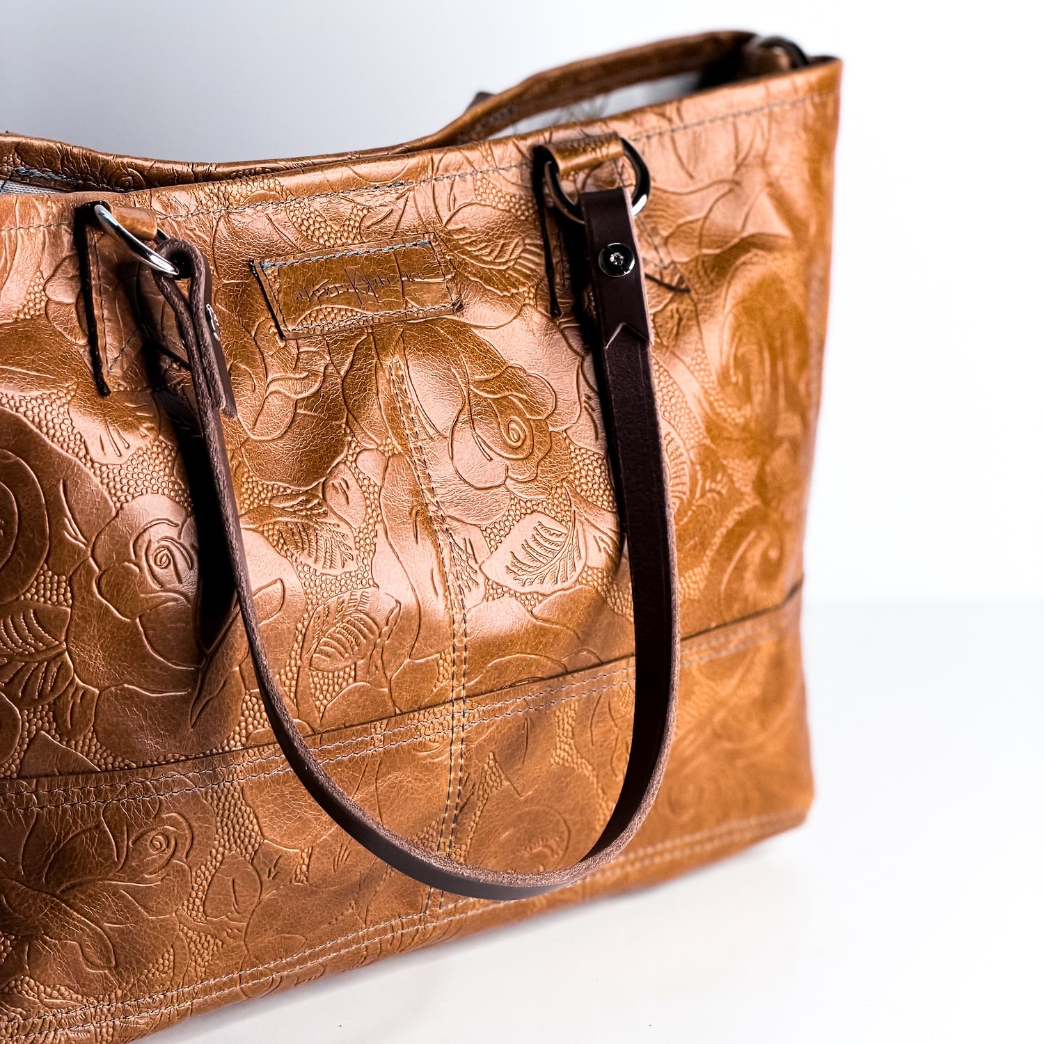 Vintage Cowgirl Collection | Nellie Satchel + Crossbody | Golden Rose Embossed + Denim