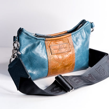 Vintage Cowgirl Collection | Penelope Crossbody | Denim + Golden Rose Embossed
