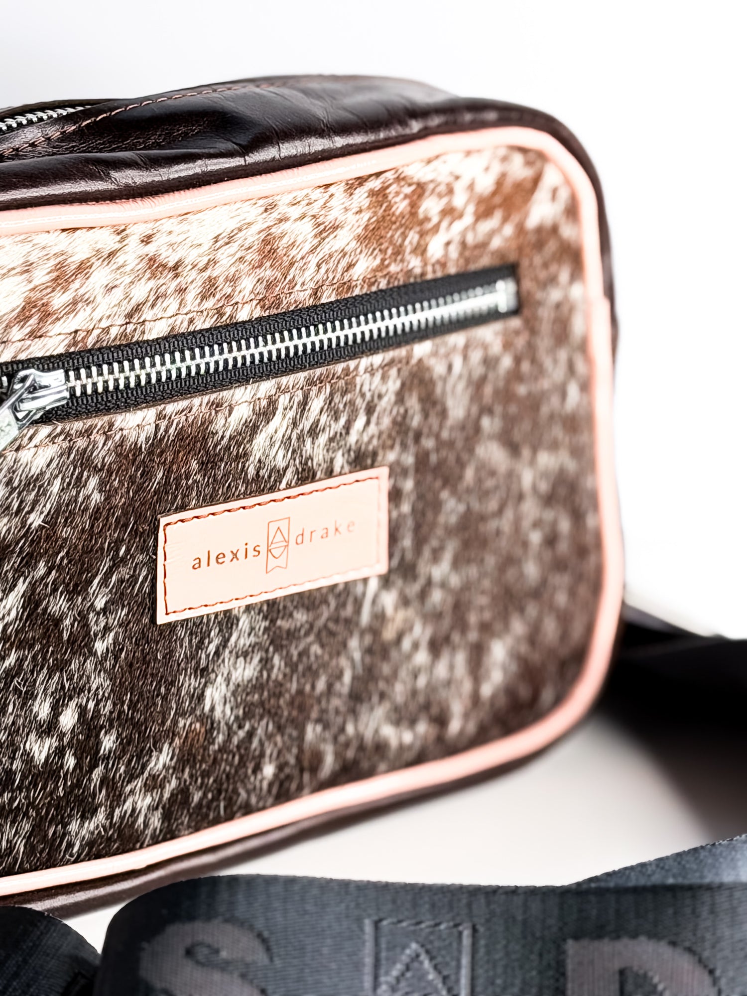 Vintage Cowgirl Collection | Maeve Crossbody | Brown + White Hair-on-Hide + Pink Patent