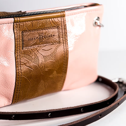Vintage Cowgirl Collection | Belt Bag Clutch + Crossbody | Pink Patent + Golden Rose Embossed