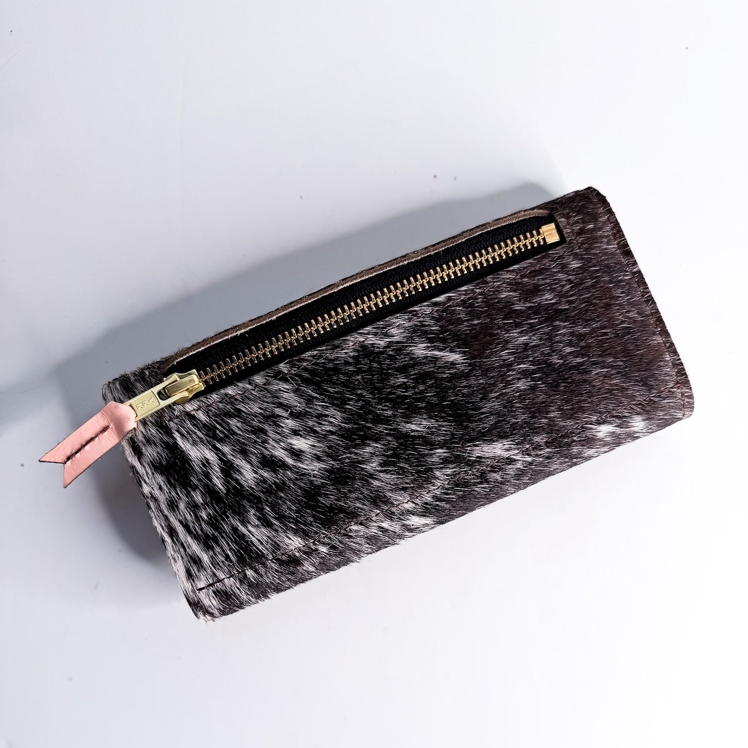 Vintage Cowgirl Collection | Genevieve Wallet | Brown + White Hair-on-Hide + Pink Patent