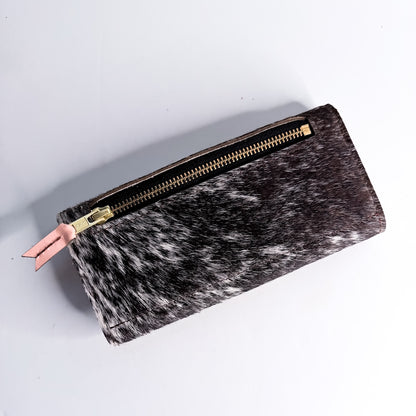 Vintage Cowgirl Collection | Genevieve Wallet | Brown + White Hair-on-Hide + Pink Patent