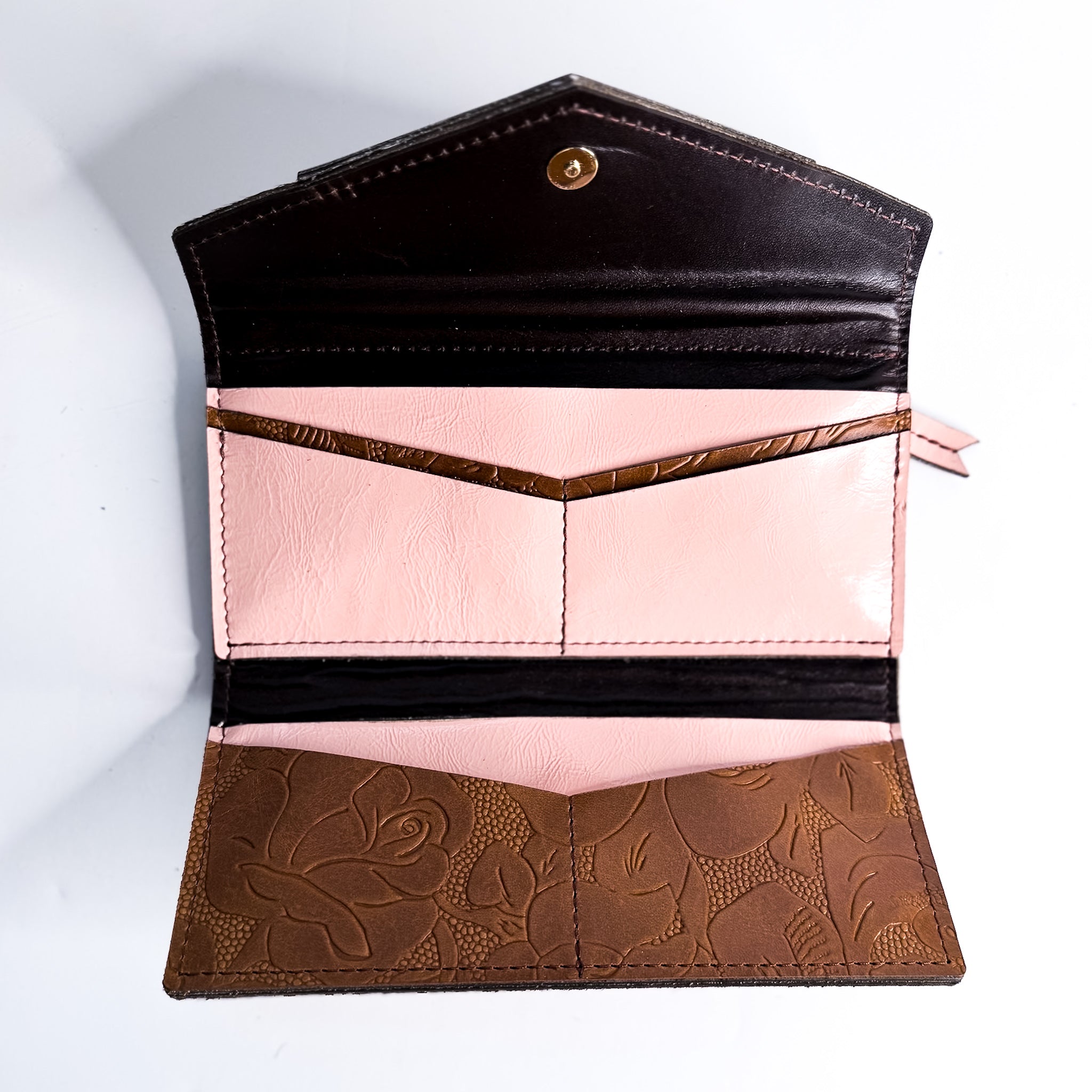 Vintage Cowgirl Collection | Genevieve Wallet | Brown + White Hair-on-Hide + Pink Patent