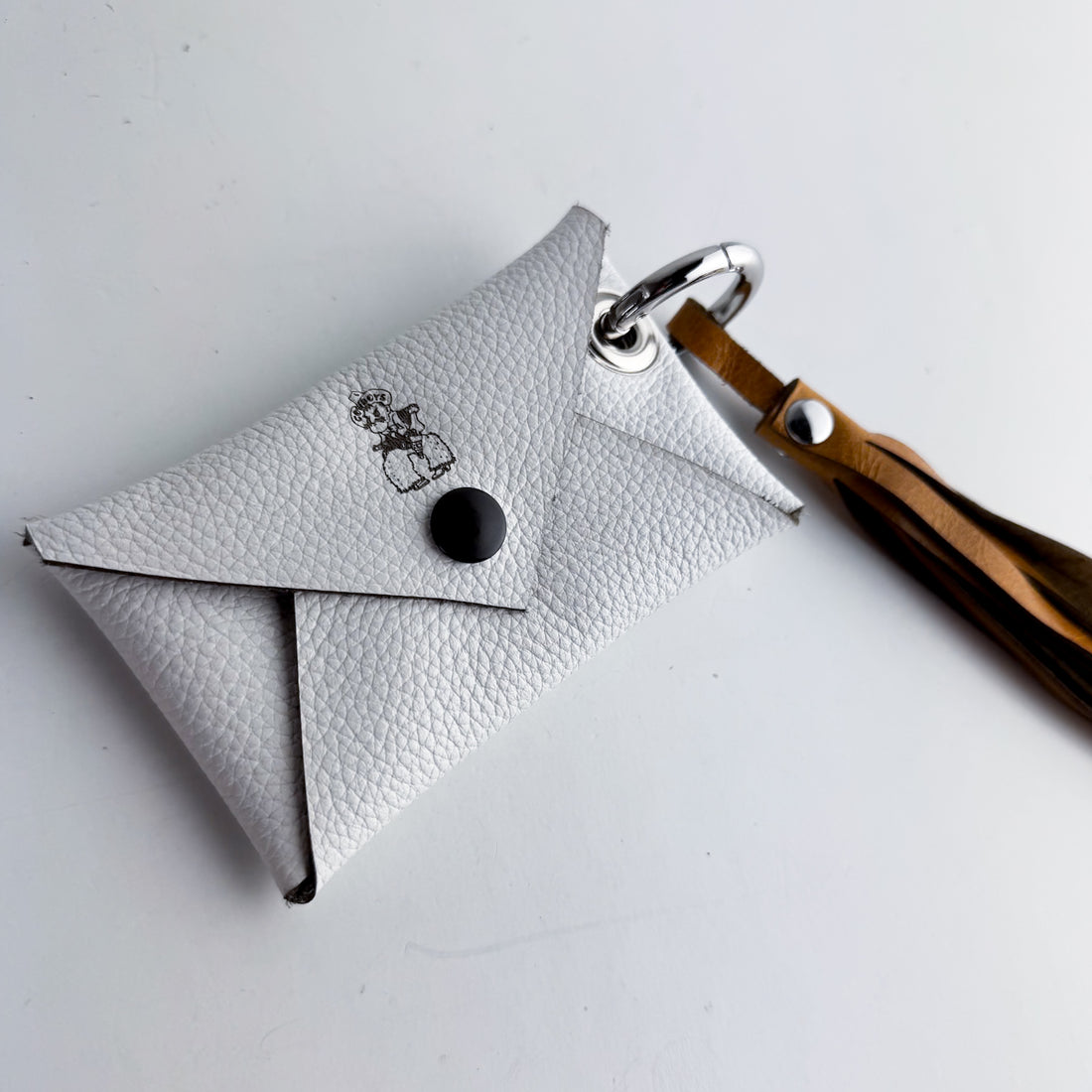 Steamboat Collection | Keychain | Leather Wallet Pouch + Tassel  | White + Butter