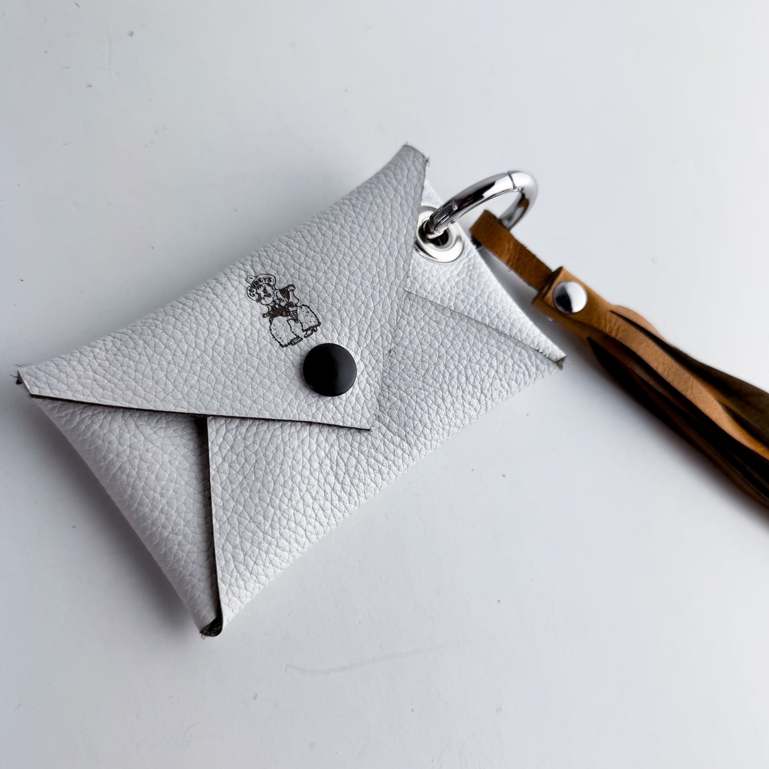Steamboat Collection | Keychain | Leather Wallet Pouch + Tassel  | White + Butter