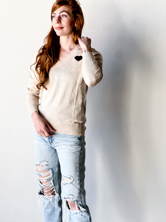 Fall Capsule Collection | Cashmere Cotton V-Neck | Oatmeal