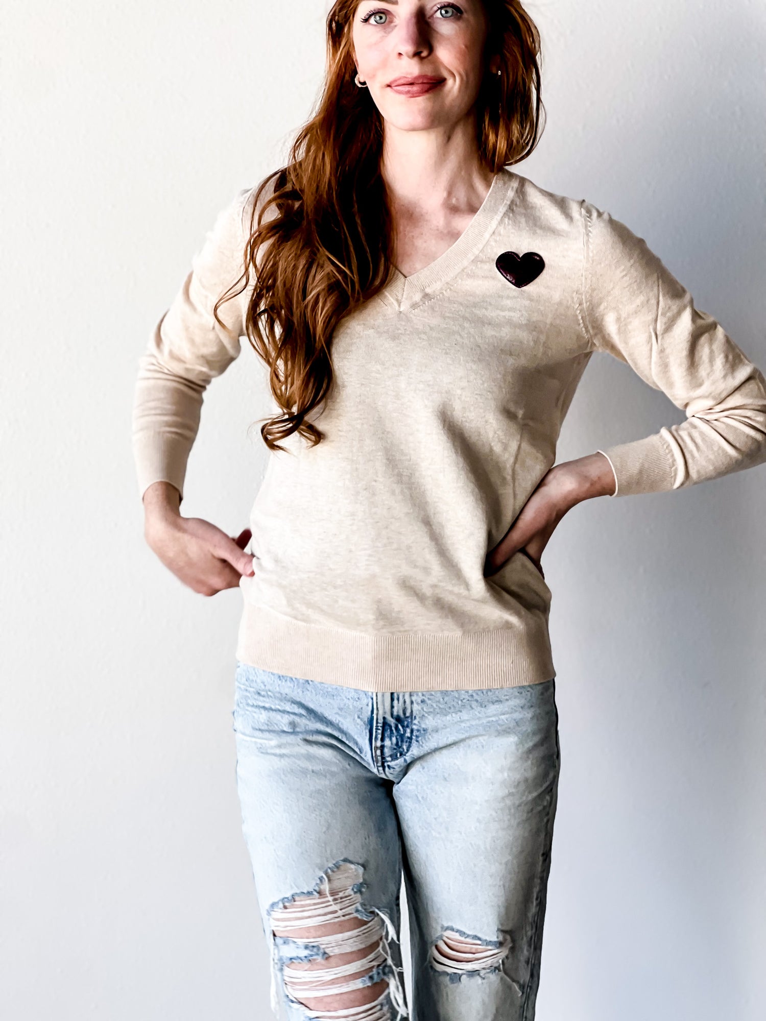 Fall Capsule Collection | Cashmere Cotton V-Neck | Oatmeal