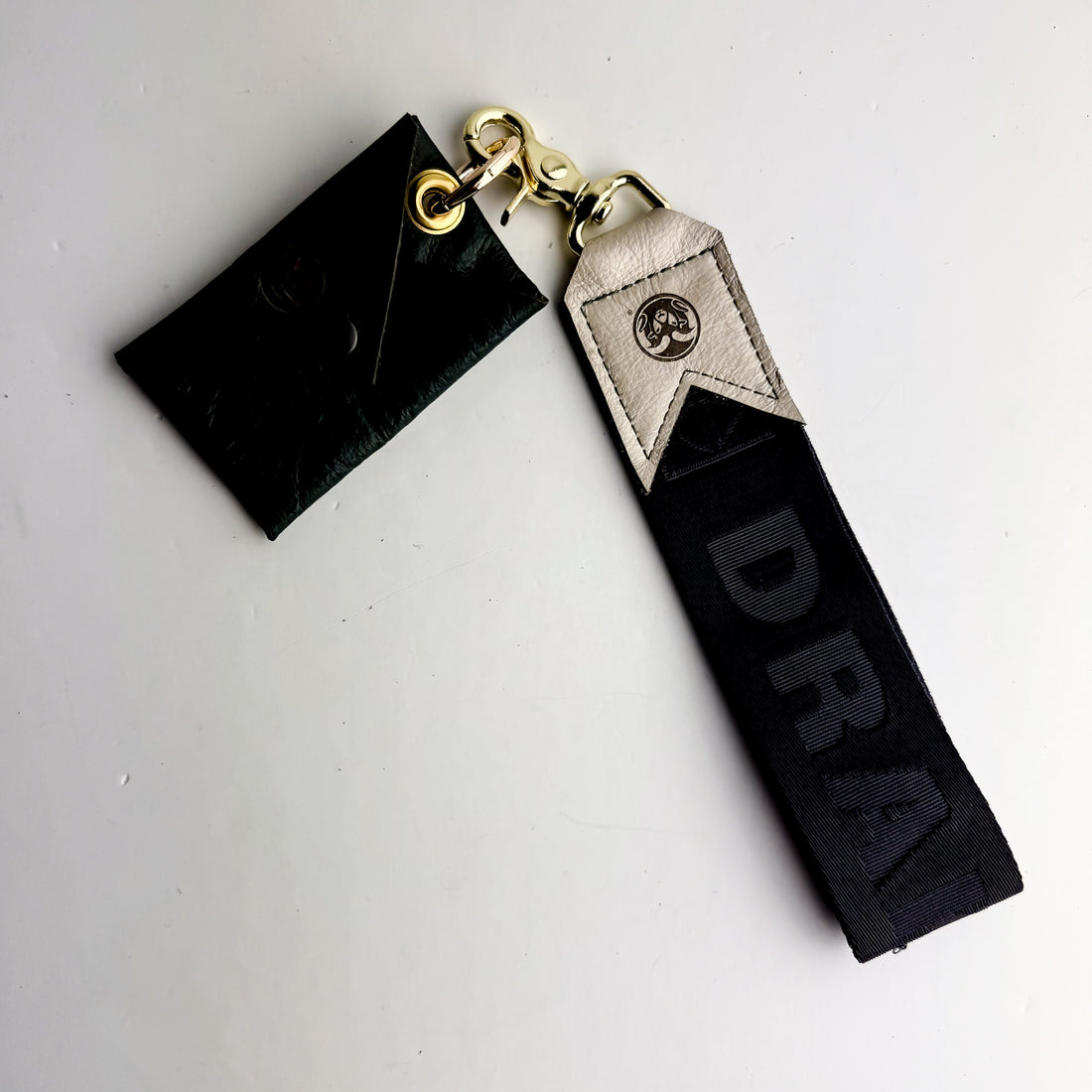 CSU Collection | Keychain | Leather Wallet Pouch Wristlet | Forest + Platinum