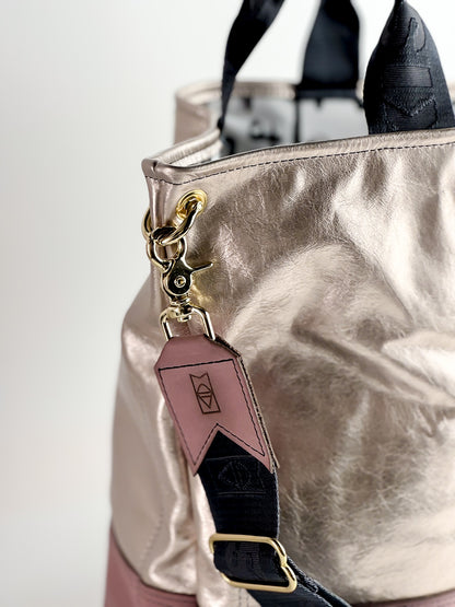 Urban Edge Collection | Lexington Shoulder Tote | Champagne Steel + Distressed Pink Jade