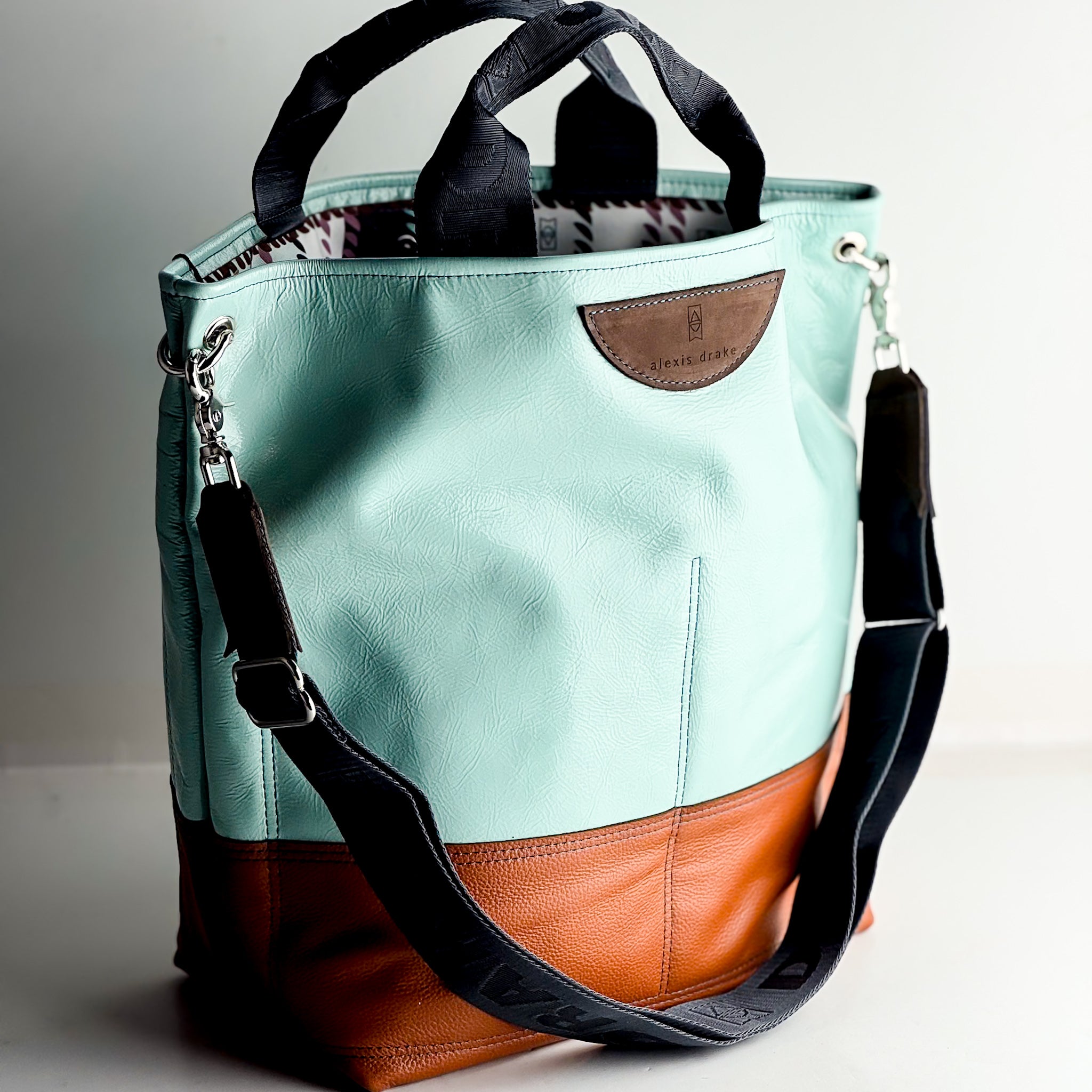 Autumn Reverie Collection | Lexington Shoulder Tote | Ice Box Blue + Rust Pebble