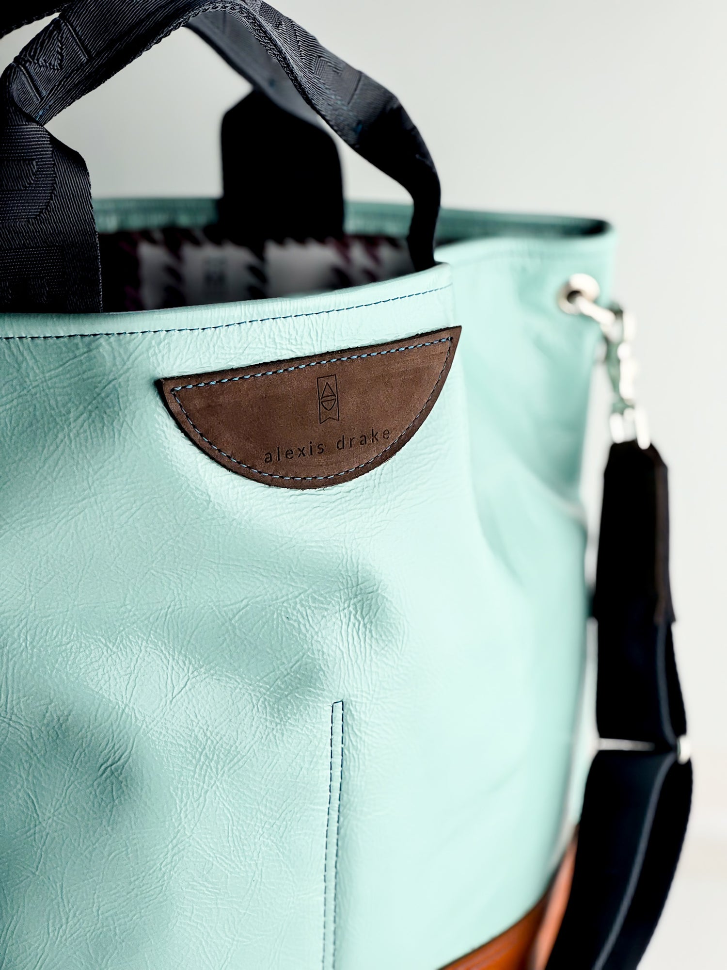 Autumn Reverie Collection | Lexington Shoulder Tote | Ice Box Blue + Rust Pebble