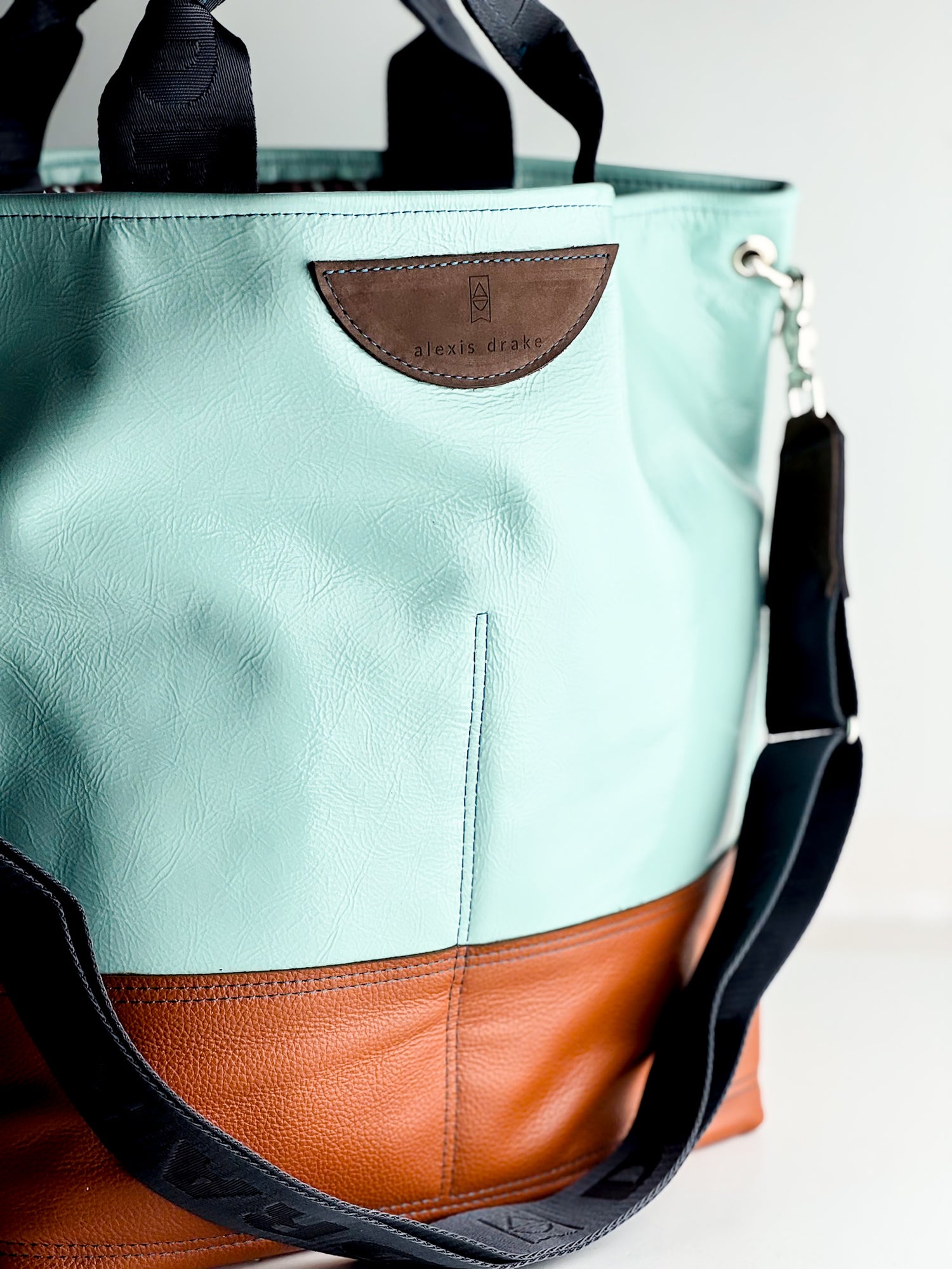 Autumn Reverie Collection | Lexington Shoulder Tote | Ice Box Blue + Rust Pebble