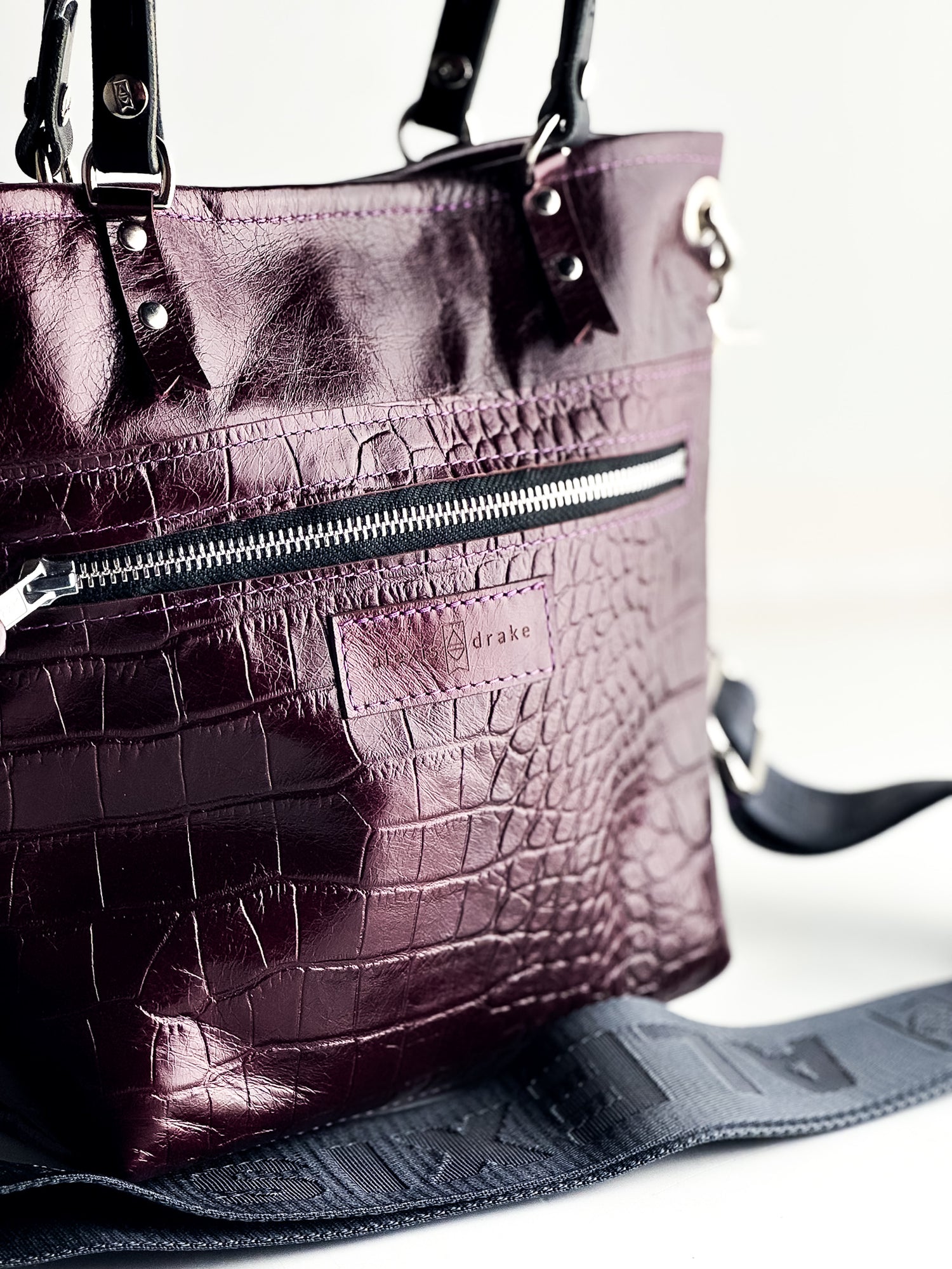Autumn Reverie Collection | Amika Satchel + Crossbody | Plum Croc
