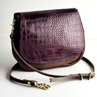 Autumn Reverie Collection | Mini E Crossbody | Plum Croc