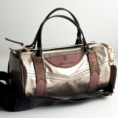 Urban Edge Collection | Gigi Baby Duffel + Crossbody | Distressed Pink Jade + Champagne Steel