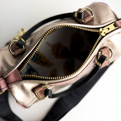 Urban Edge Collection | Gigi Baby Duffel + Crossbody | Distressed Pink Jade + Champagne Steel