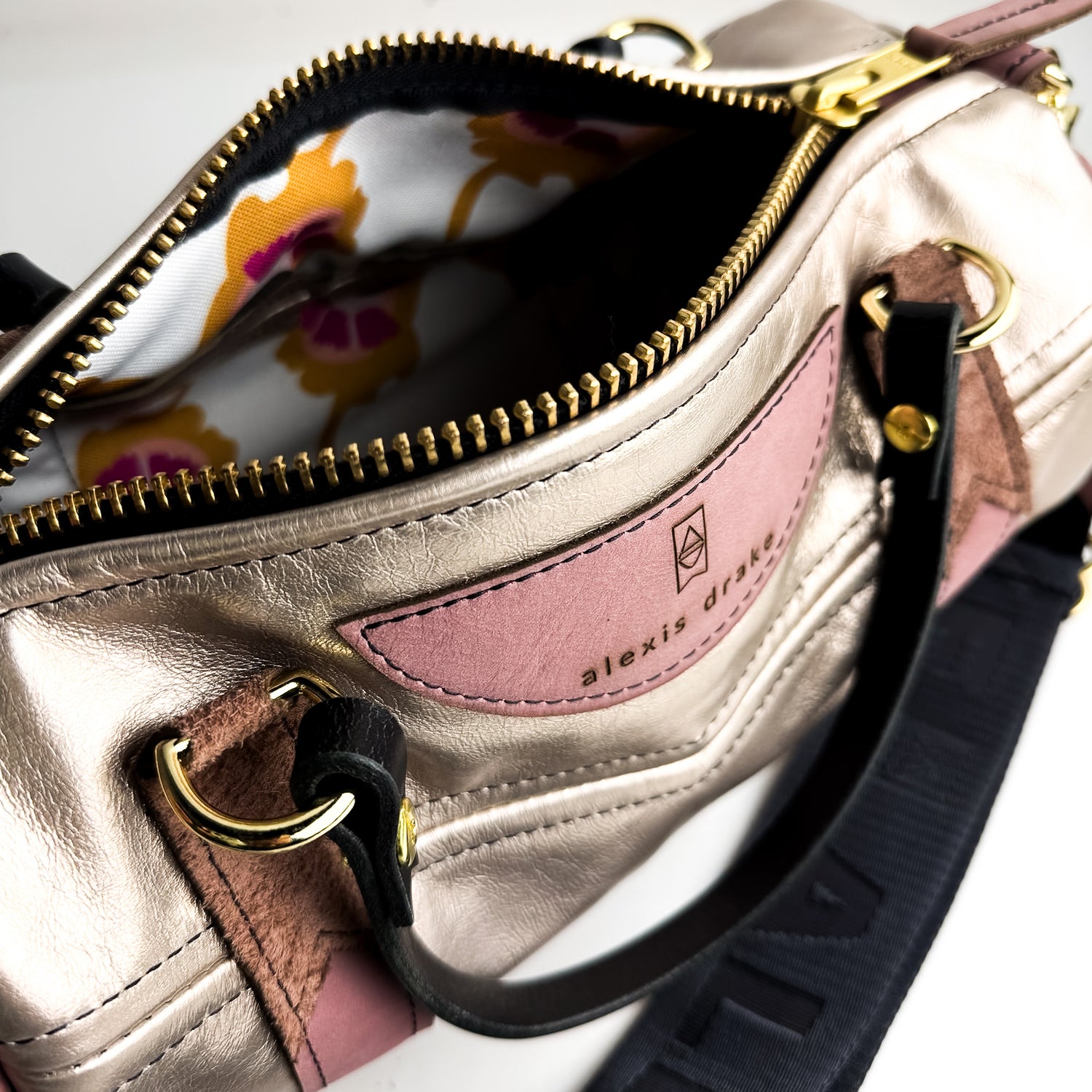 Urban Edge Collection | Gigi Baby Duffel + Crossbody | Distressed Pink Jade + Champagne Steel