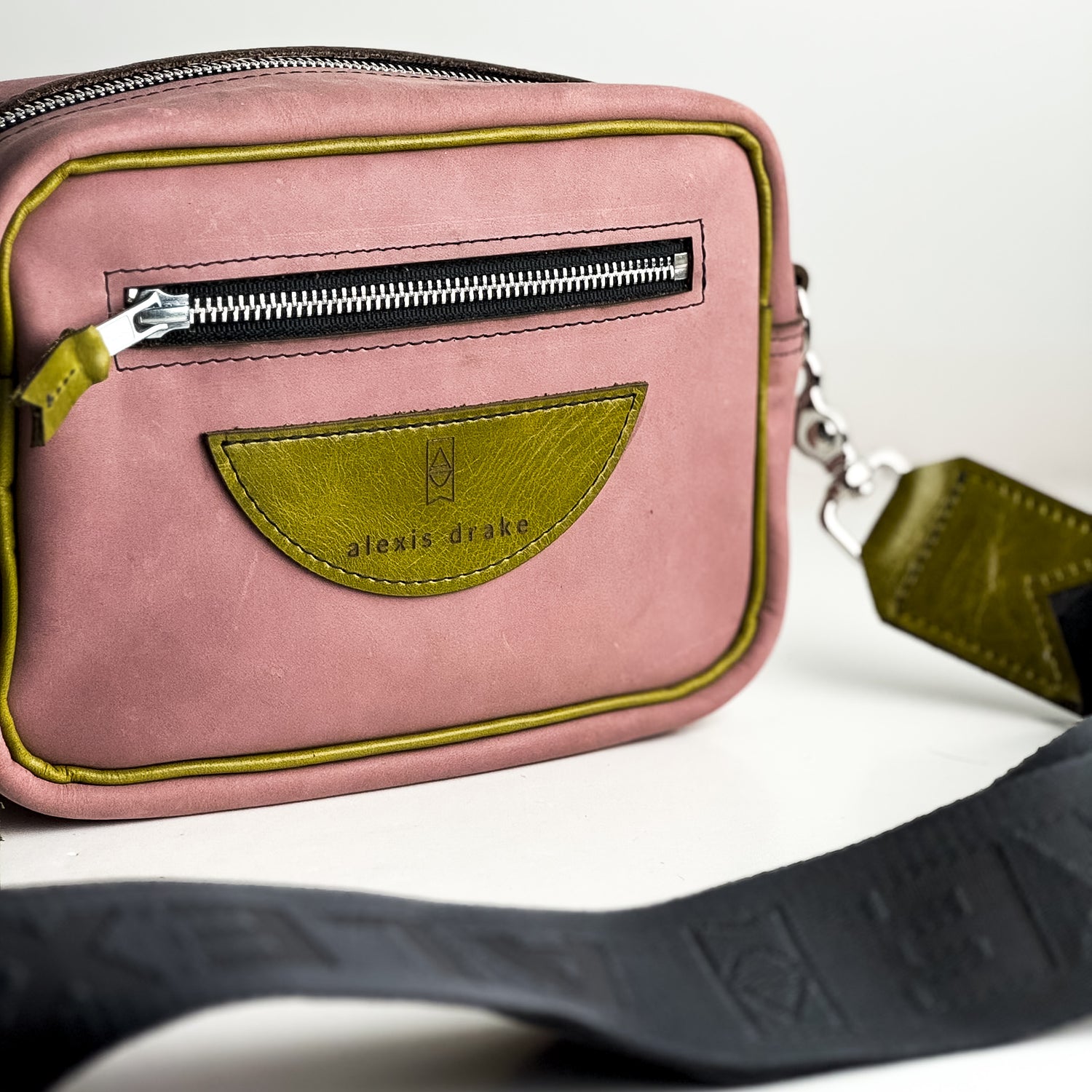 Urban Edge Collection | Maeve Crossbody | Distressed Pink Jade + Olive Leaf