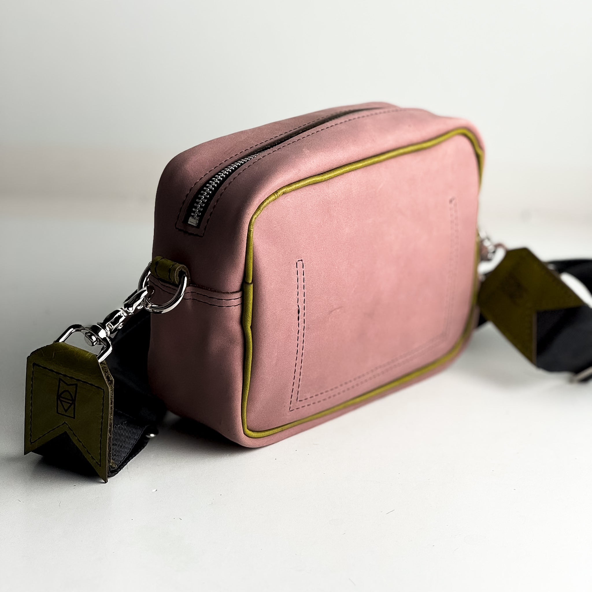 Urban Edge Collection | Maeve Crossbody | Distressed Pink Jade + Olive Leaf