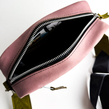 Urban Edge Collection | Maeve Crossbody | Distressed Pink Jade + Olive Leaf