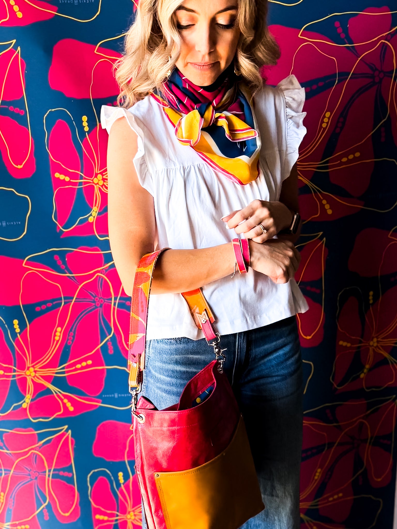 Color Theory Collection | Train Shoulder Tote | Wild Berry + Mustard