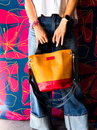 Pre-Order | Color Theory Collection | Tivoli Shoulder Tote | Mustard + Wild Berry