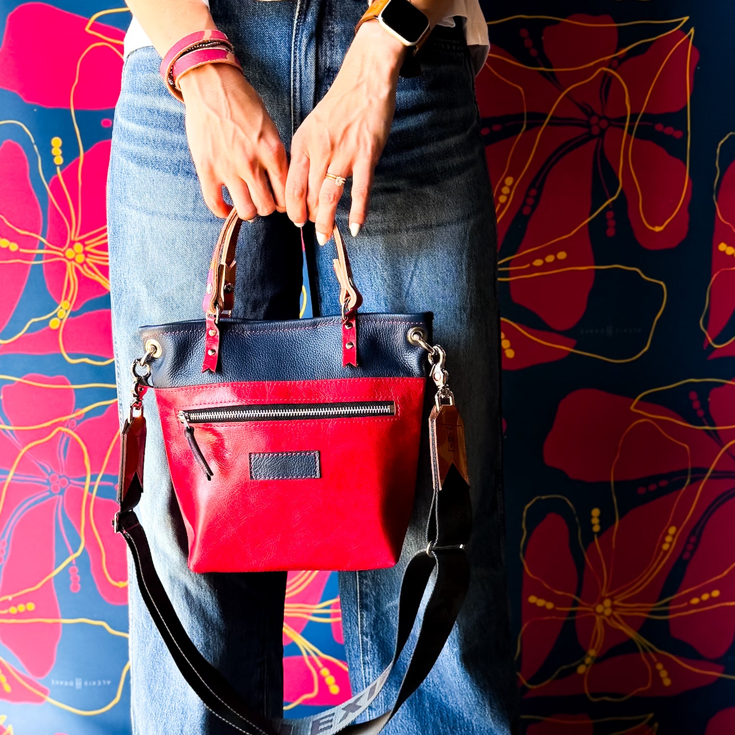 Pre-Order | Color Theory Collection | Amika Satchel + Crossbody | Midnight Navy + Wild Berry