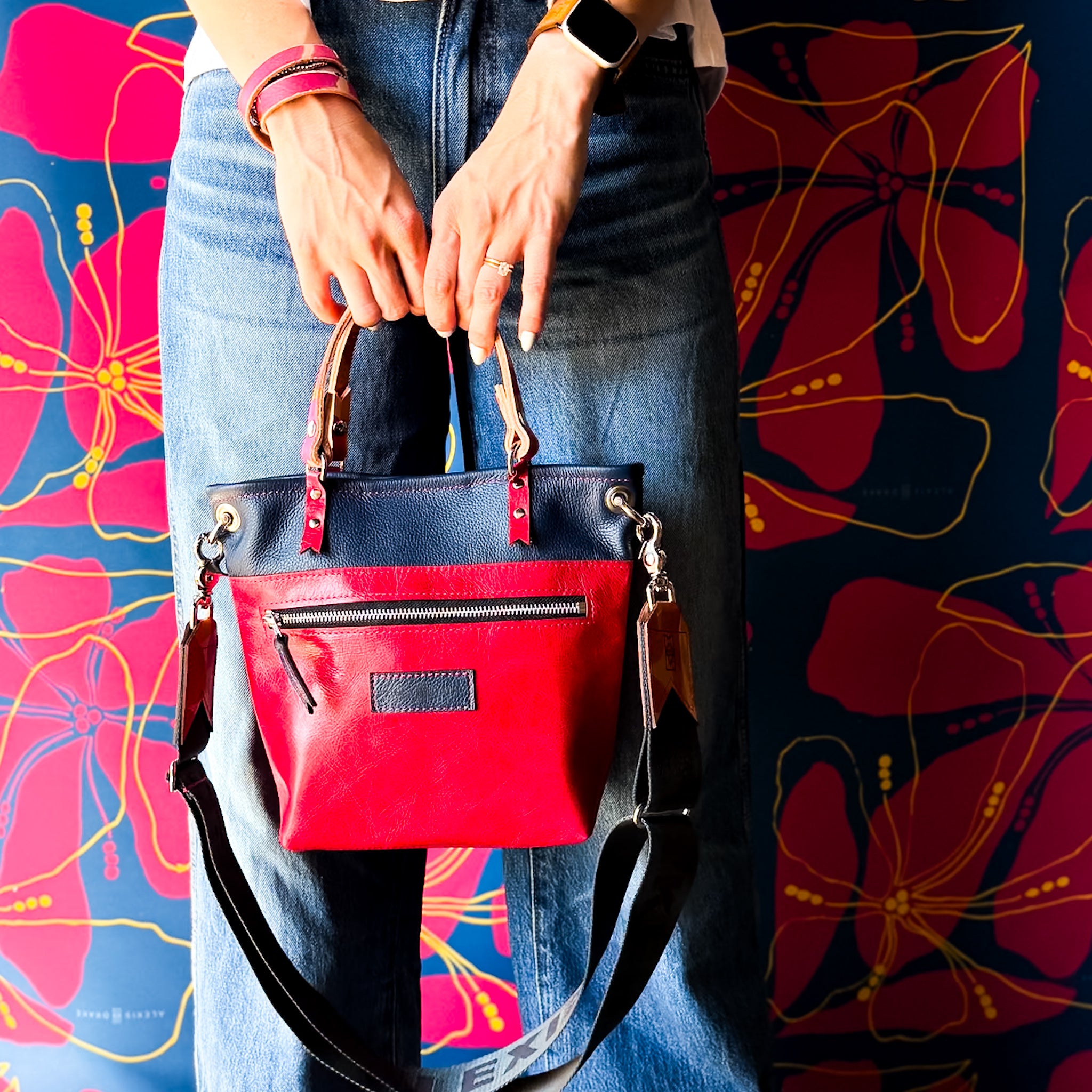 Pre-Order | Color Theory Collection | Amika Satchel + Crossbody | Midnight Navy + Wild Berry
